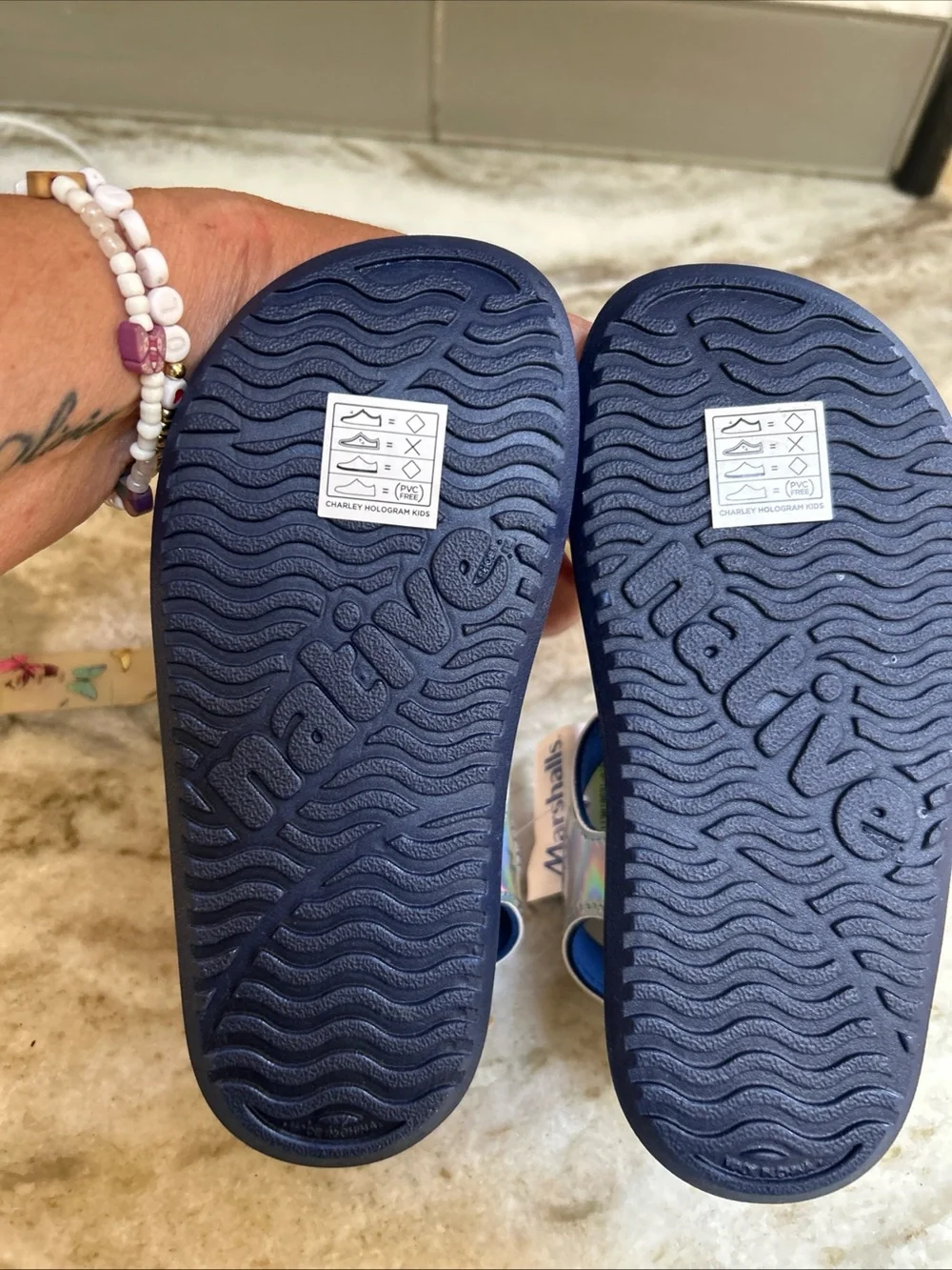 NATIVE CHARLEY KIDS  Toddler Sz 10 HOLOGRAM  Blue COMFORTABLE SANDAL